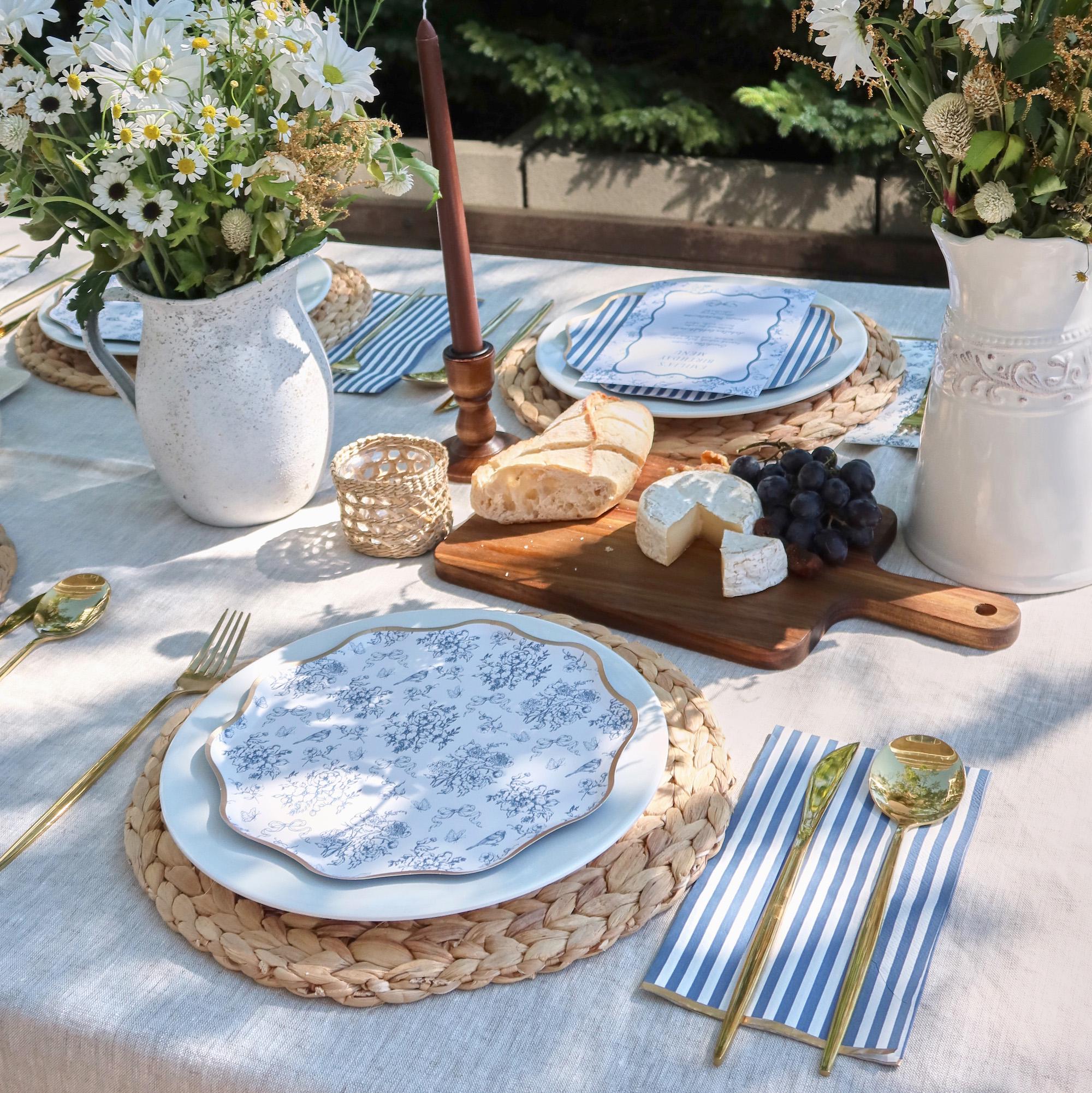 Hamptons Toile De Jouy and Cabana Stripes Plates – Coastal Blue & White ...