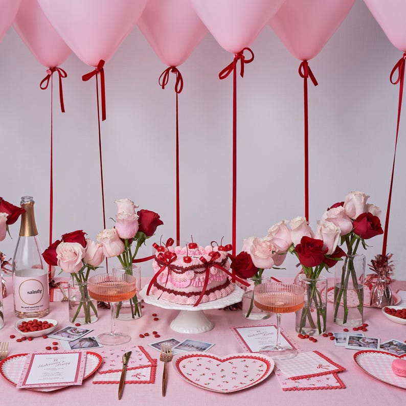 Valentines Cocktail Napkins - Red & Pink Paper Napkins - Galentines Party - Pack of 20 image 4