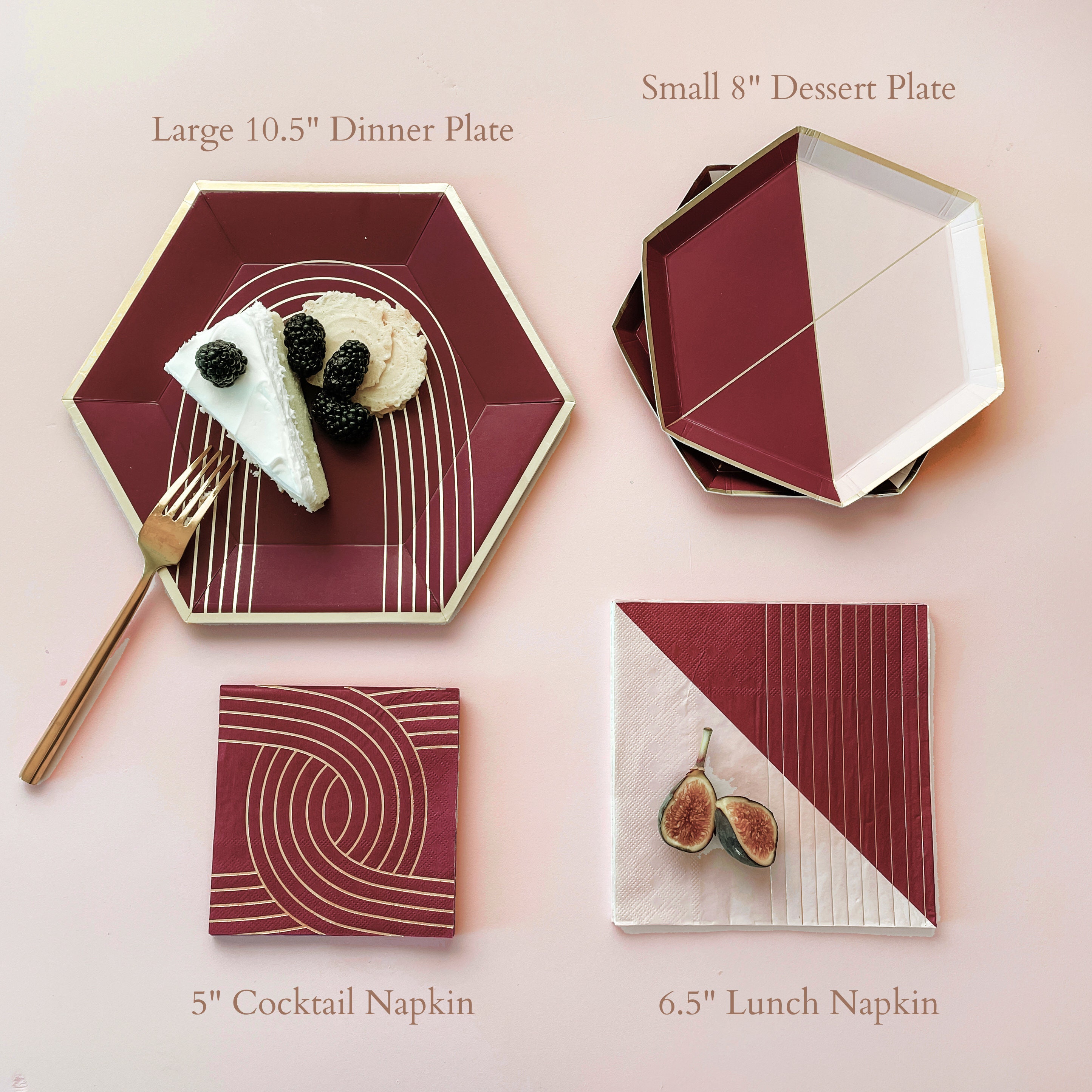 Thanksgiving Napkins - Burgundy/maroon \u0026 Pink Paper Napkins - Lunch Size  6.5\, image size:2890x2890