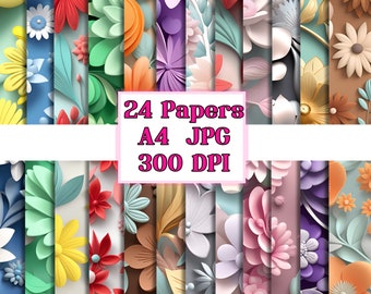 24 Flowers Pastel patterns digital paper seamless jpg