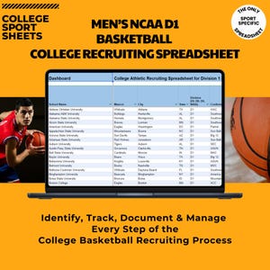 Kalkylblad för rekrytering av universitetsspelare i D1-klassen för herrbasket med 364 basketprogram i Division 1 - Rekryteringsspårare för universitetsbasket för herrar