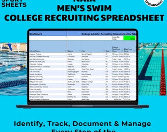 NAIA Men’s Swimming College Athlete Recruit Spreadsheet with all 37 NAIA Men’s Swim Programs