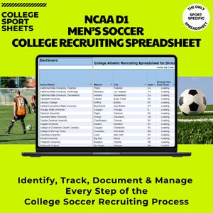 D1 Men’s Soccer College Recruiting Spreadsheet with 211 Division 1 Men’s Soccer Programs