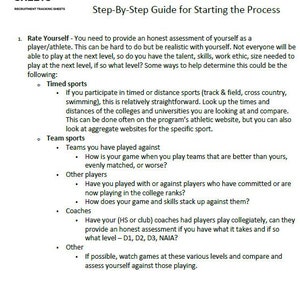 Step-by-Step Guide to Starting the College Athletic Recruitment Process by Yourself - an 12 Step Guide PDF