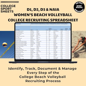 D1, D2, D3, NAIA & NJCAA Women’s Beach Volleyball Recruiting Spreadsheet - Beach Volleyball Athletic Planner - 149 Beach Volleyball Programs