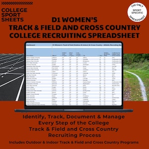 D1 Women&#39;s Track & Field Indoor/Outdoor | Cross Country Recruiting Spreadsheet - College Recruiting Tracker - 3 Sports with Over 360 Schools