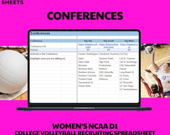 D1 Women's Volleyball College Recruiting Spreadsheet 346