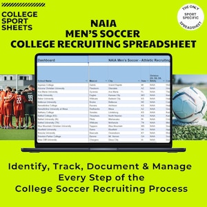 NAIA Men’s Soccer College Athlete Sports Recruiting Spreadsheet with 193 NAIA Men’s Soccer Programs