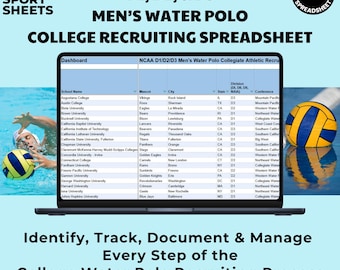 Men's Water Polo Recruiting Spreadsheet - D1, D2 & D3 Colleges – College Athletic Planner (Digital Download)