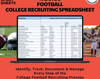 D2 Football College Recruiting Spreadsheet with all 163 Division 2 Football Programs