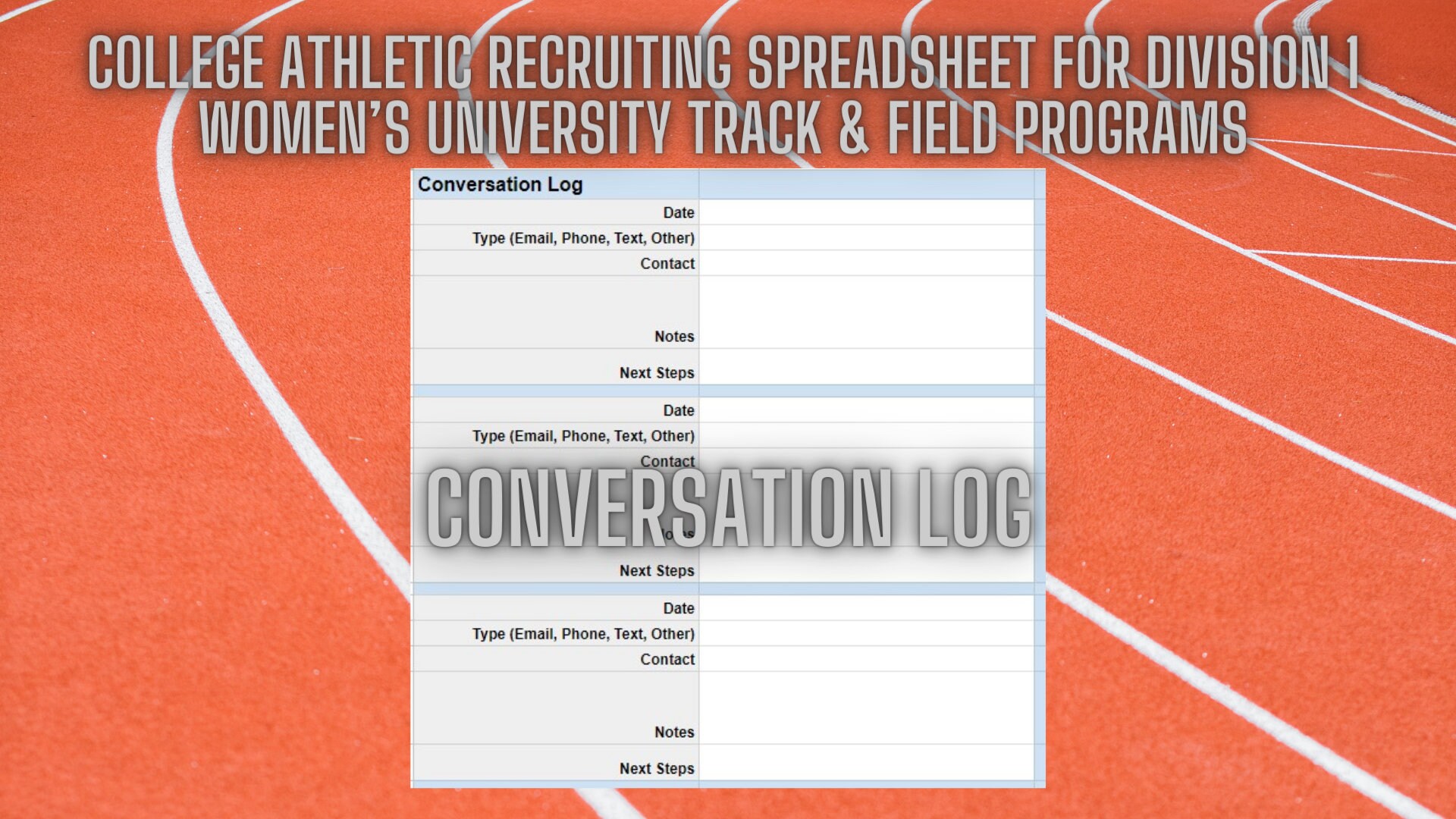 D1 Womens Track & Field College Athlete Recruit Spreadsheet With Over