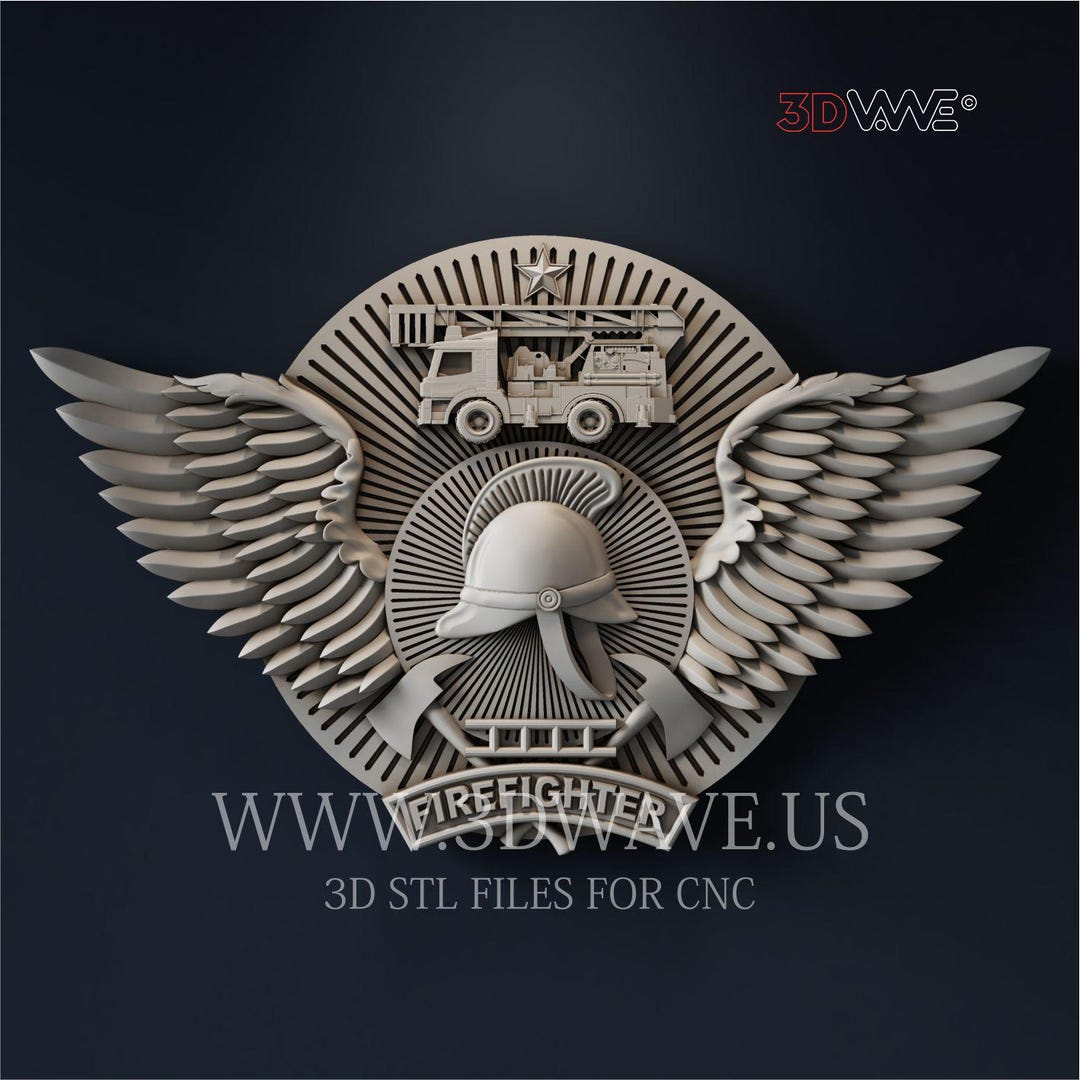 3D STL File: Firefighter Insignia Digital Pattern | CNC Carving ...