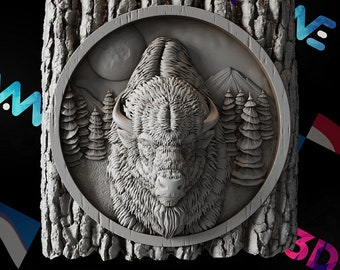Bison Wall Art 3D Model | CNC Router Files (Digital Download)