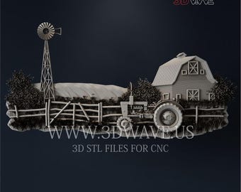 3D-jordbrukstraktor STL-fil: Bonde | CNC-sniderimall | Träväggkonst | Digitala filer