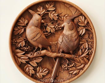 Escultura de madera de pájaro cardenal (archivo STL/CNC) para decoración de pared (descarga digital)