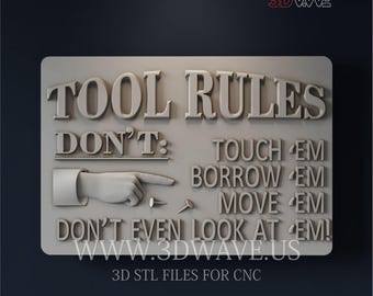 3D Workshop Tool Rules STL File: CNC Carving Template for Wood Art - Digital Download