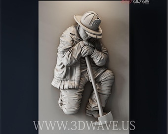Fireman 3D STL File: CNC Carving Template for Wood Art - Digital Download