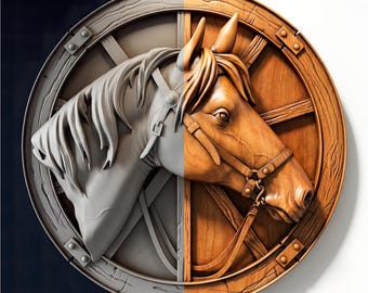 Archivo STL de caballo / Cabeza de caballo en relieve CNC / Descarga para tallado con fresadora