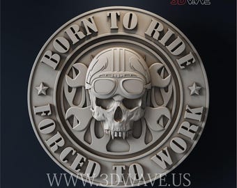 Biker Skull STL File: CNC Carving Template, Woodworking Project (Digital Files)