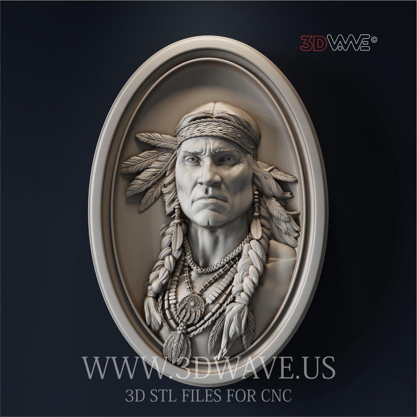 Native American 3D STL File: CNC Carving Template for Wood Art (Digital Download))