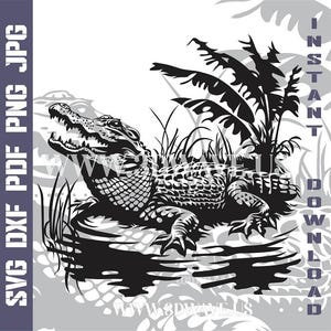 Alligator Vector Art & Laser Cut Files | SVG, DXF, PNG | Cricut, Laser, Glowforge Ready - Digital Download