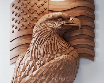 Bald Eagle CNC | American Flag STL | Eagle File 3D model (Digital Download)