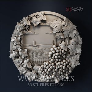 Tabliczka ścienna „Winnica” STL | Sztuka 3D w regionie winiarskim, model CNC