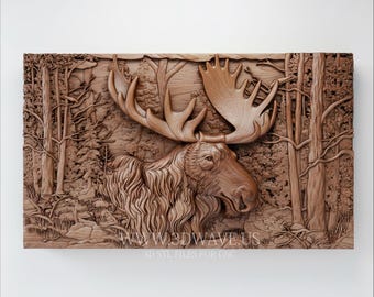 Moose CNC 3D Model | Wall Art, Wood Decor (Digital Download STL File)