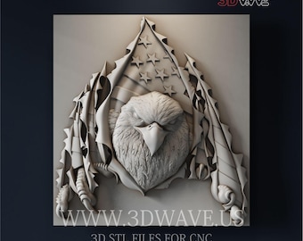 3d American Eagle STL File: Patriotic | CNC Carving Template | Wood Wall Art | Digital Files