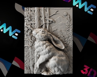 Hare 3d stl | Rabbit 3d stl | 3d model | STL | CNC files | Wall decor | Wood art |  Home Decor | DIY | 3d | Digital download
