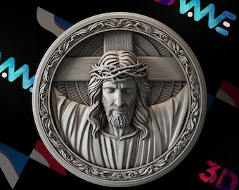 Jezus Christus CNC 3D-model | STL-bestand muurkunst (digitale download)