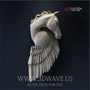 Pegasus 3D STL File - CNC Carving Template, Wood Wall Art, Home Decor, 3D Sculpture, Vectric Aspire, Woodworking Project | CNC 3d model