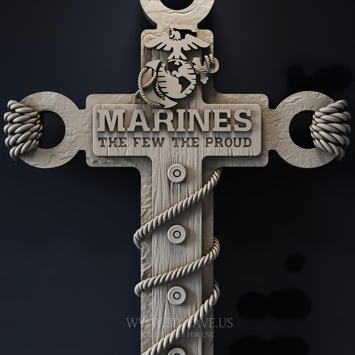 Cnc Router Twisted Rope Pattern USMC Rope Cross Military Wall Art | CNC Router Files STL for Wood ...