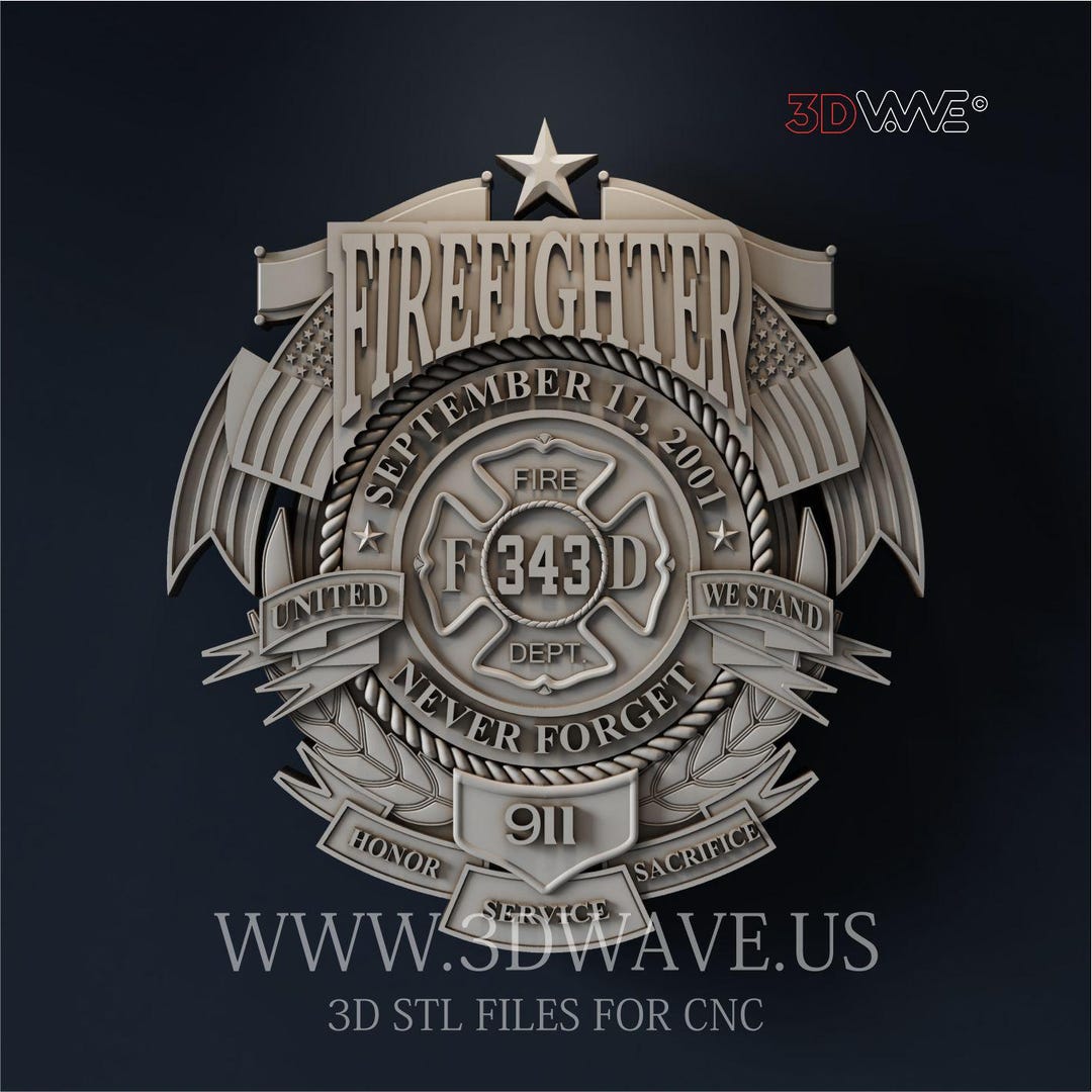 Firefighter Badge STL File: CNC Carving Template (digital Download - Etsy