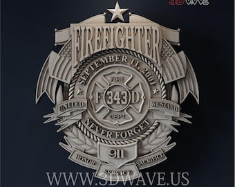 Firefighter Badge STL File: CNC Carving Template (Digital Download