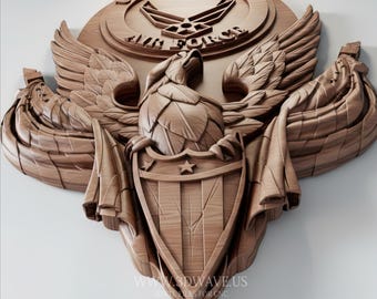 U.S. Air Force Emblem STL | Patriotic Eagle Wall Art & Veteran Gift