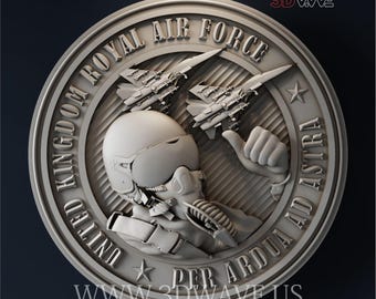 Archivo STL 3D: Patrón digital de piloto militar británico / Plantilla de tallado CNC / Archivos digitales