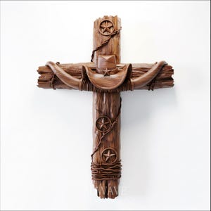 Cowboy Cross STL | Longhorn, Hat, Western Decor 3D Model (CNC File)
