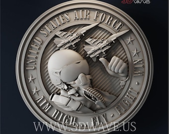 3D STL File: US Air Force Pilot Digital Pattern | CNC Carving Template | Digital Files