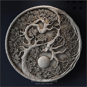Detailed nature relief cnc router file tree cnc model for woodworking