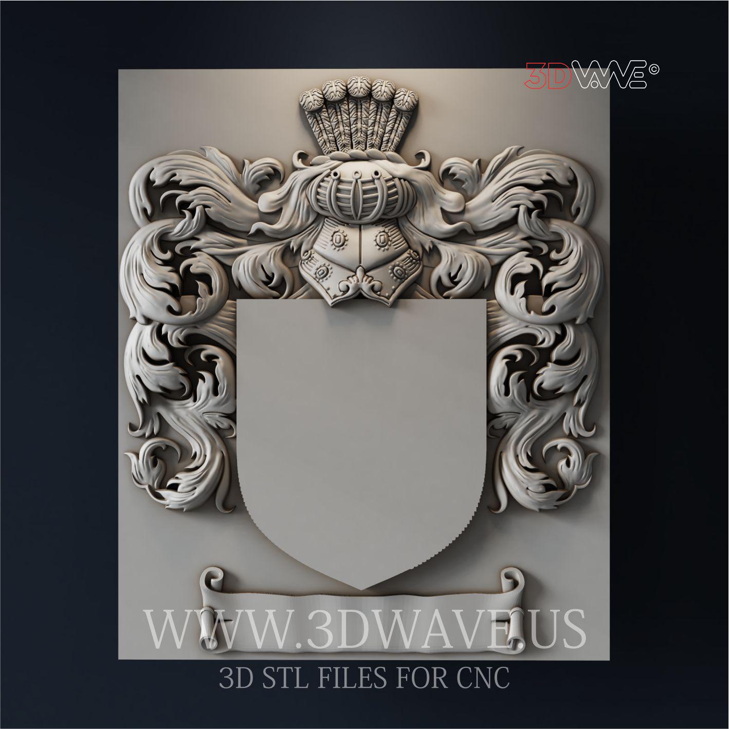 3D STL File: Family crest CNC Carving Template Digital Files