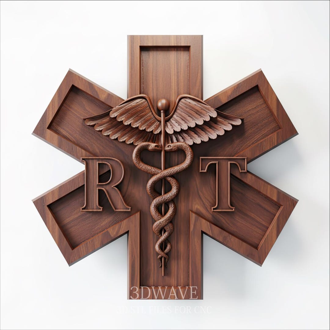 Respiratory Therapist Emblem STL | Medical Symbol 3D Model, CNC Wall ...