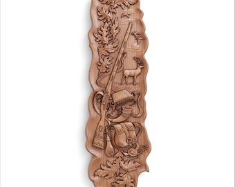 Deer Hunting STL | Trophy & Gear Wall Art, Tall Narrow Cabin Decor CNC File