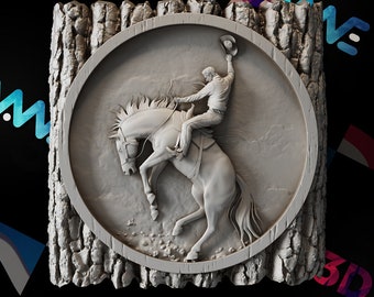 Cowboy 3d stl  | Western 3d stl | 3d model | STL | CNC files | Wall decor | Wood art |  Home Decor | DIY | 3d | Digital download | 3d