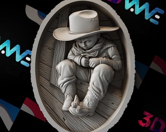 Cowboy Boy 3D Model | CNC Files, Wall Decor (Digital Download)