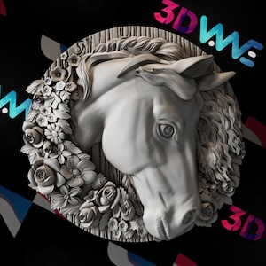 Cavallo 3d stl / modello 3d / STL / file CNC / decorazioni murali / arte del legno / decorazioni per la casa / fai da te / 3d / download digitale / 3d
