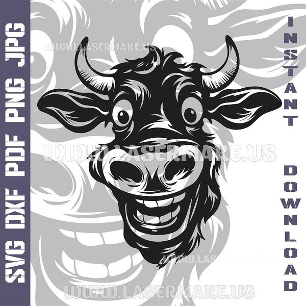 Crazy cow SVG file | cut file for cricut | printable png| SVG dxf cut files | laser file | digital download | SVG | cricut