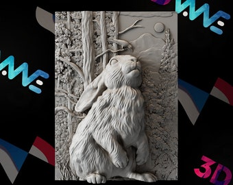 Hare 3d stl | Rabbit 3d stl | 3d model | STL | CNC files | Wall decor | Wood art |  Home Decor | DIY | 3d | Digital download