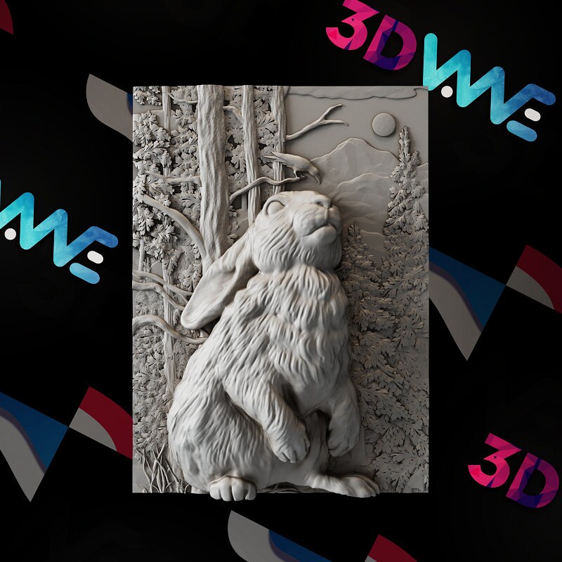 Hare 3d Stl | Rabbit 3d Stl | 3d Model | STL | CNC Files | Wall Decor ...