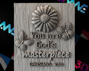 Sunflower Butterfly CNC Wall Art | 3D Model STL (Digital Download)